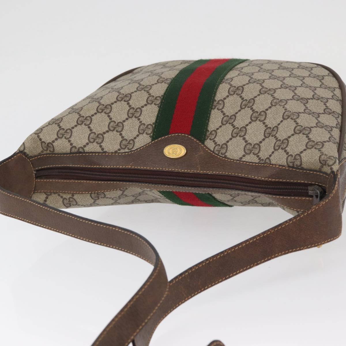 GUCCI GG Supreme Web Sherry Line Bag PVC Beige Gold 10 01 3840 Auth SW2275