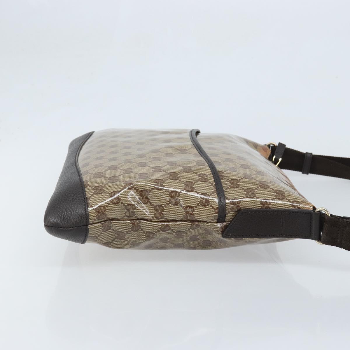GUCCI GG Crystal Shoulder Bag Coated Canvas Beige Gold 374411 Auth SW2277A