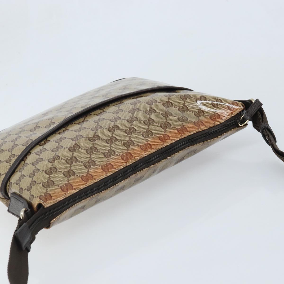 GUCCI GG Crystal Shoulder Bag Coated Canvas Beige Gold 374411 Auth SW2277A