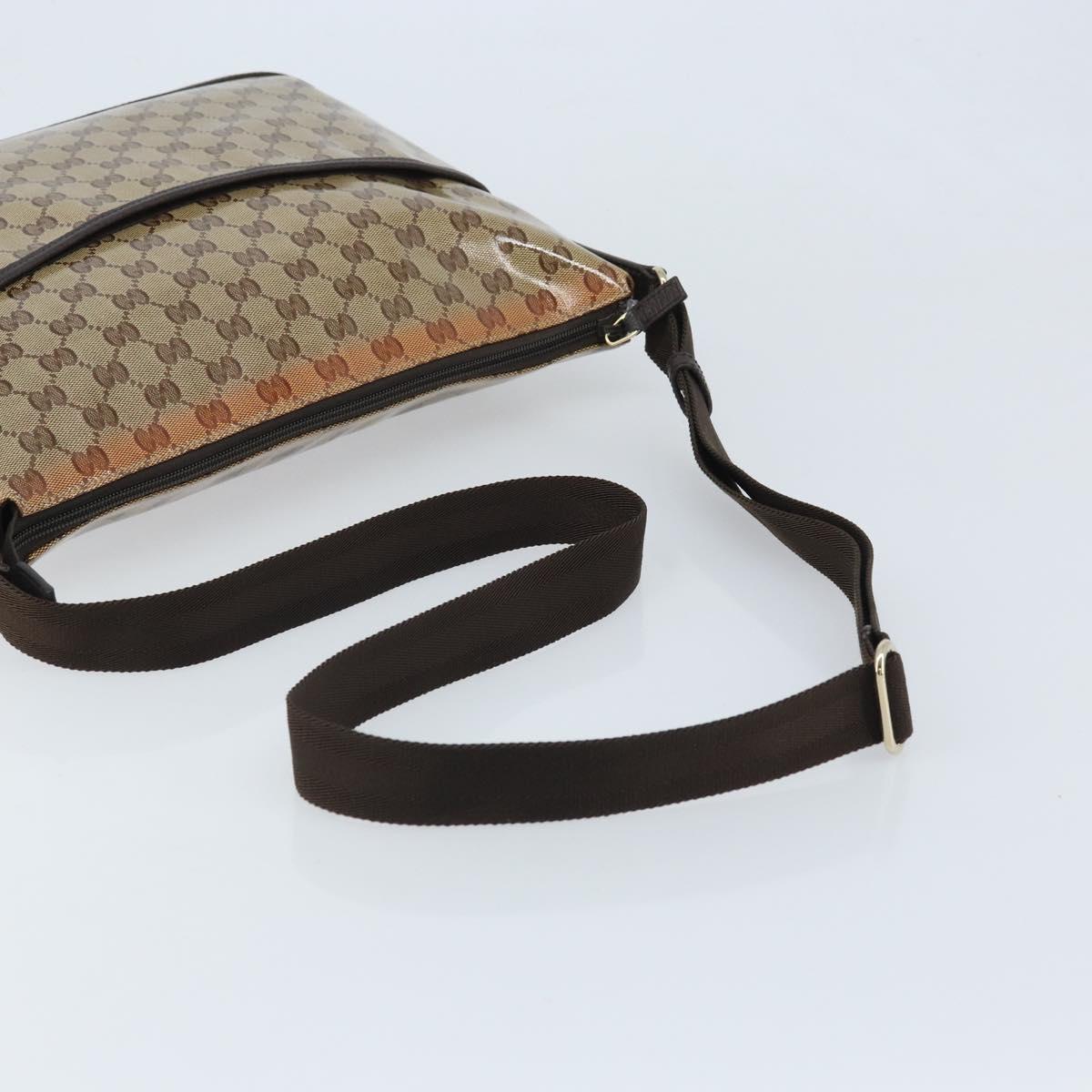 GUCCI GG Crystal Shoulder Bag Coated Canvas Beige Gold 374411 Auth SW2277A