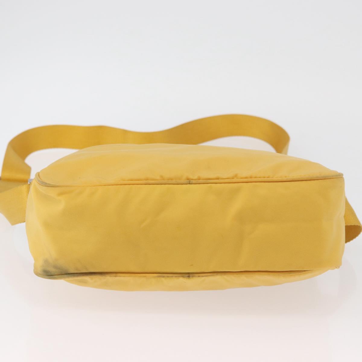 PRADA Shoulder Bag Nylon Yellow Silver Auth SW2282A
