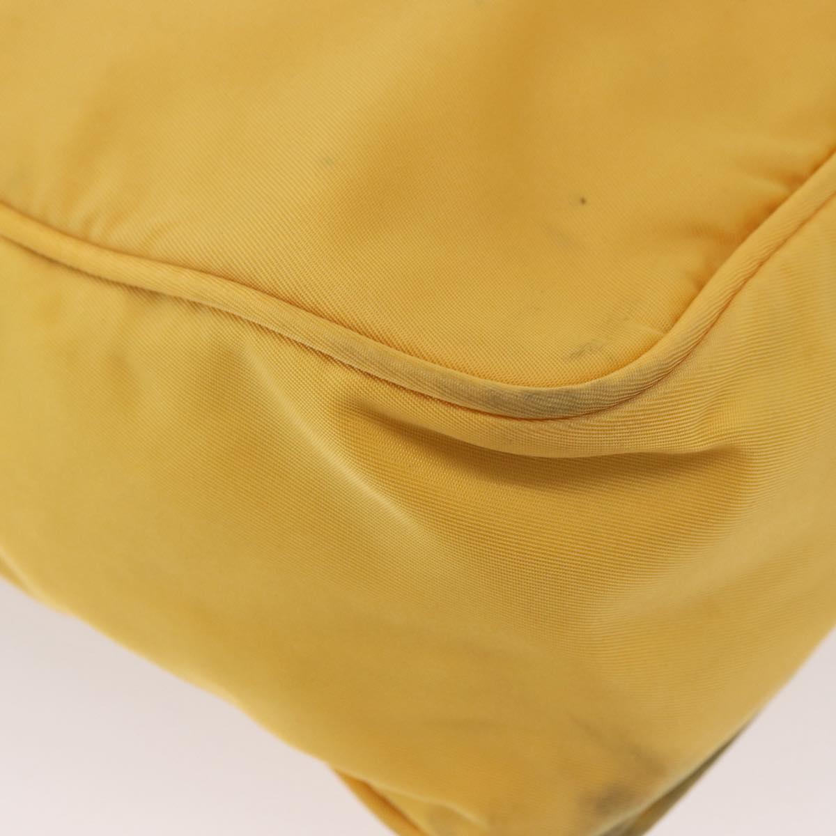 PRADA Shoulder Bag Nylon Yellow Silver Auth SW2282A