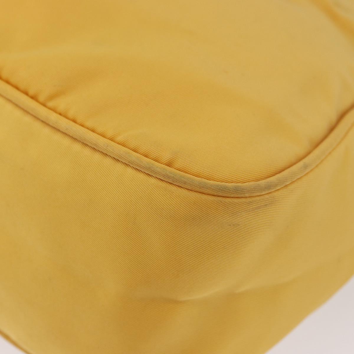 PRADA Shoulder Bag Nylon Yellow Silver Auth SW2282A