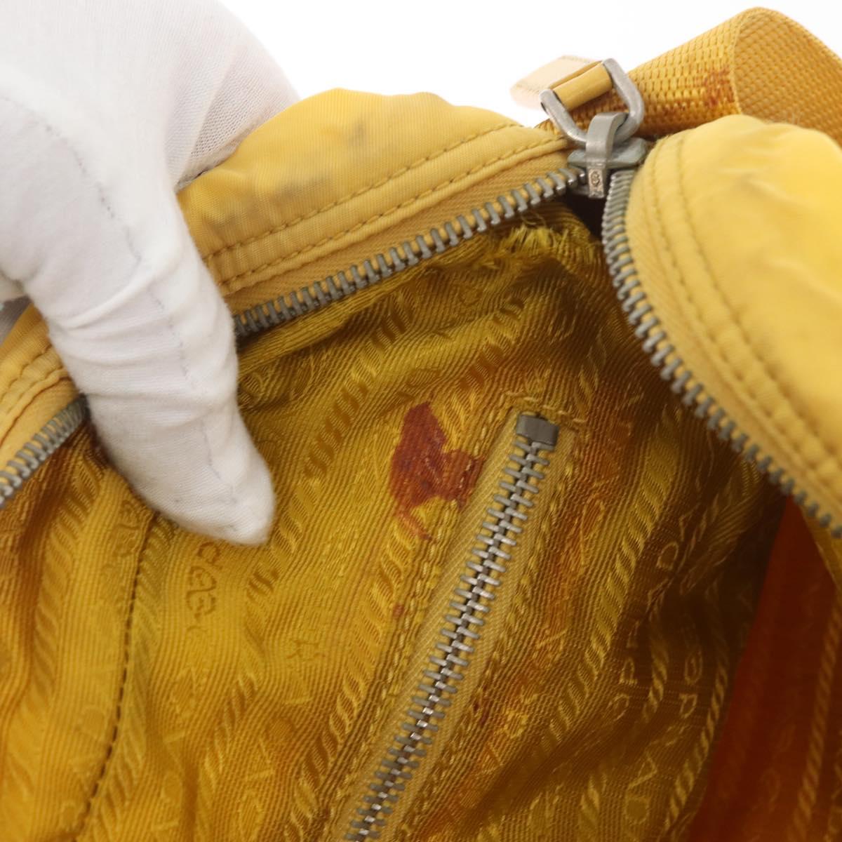 PRADA Shoulder Bag Nylon Yellow Silver Auth SW2282A