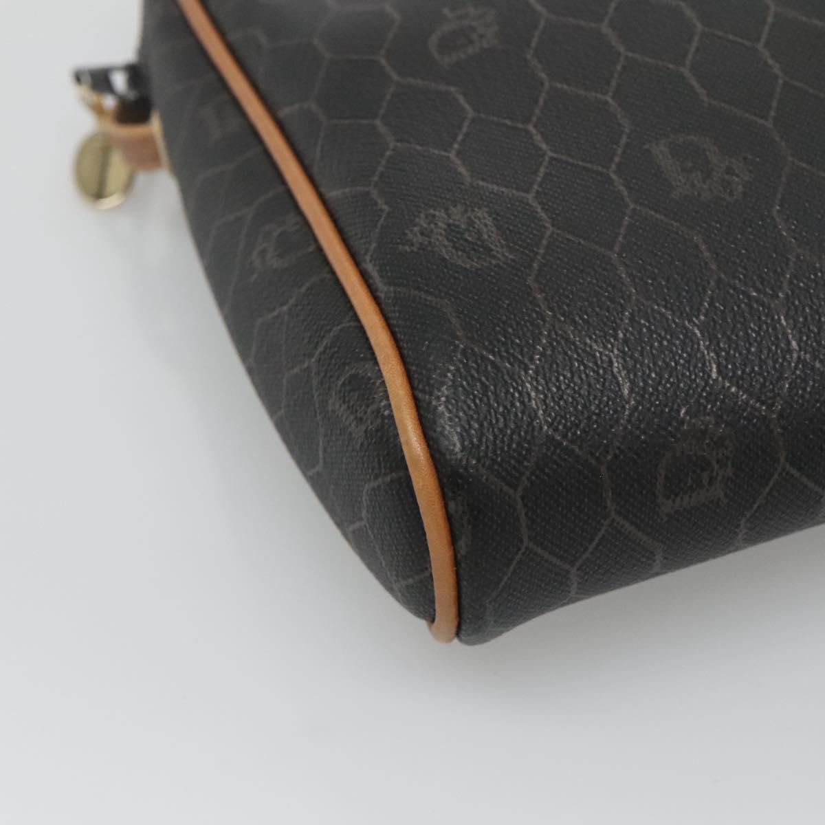 Christian Dior Honeycomb Canvas Shoulder Bag Black Gold Auth sw229