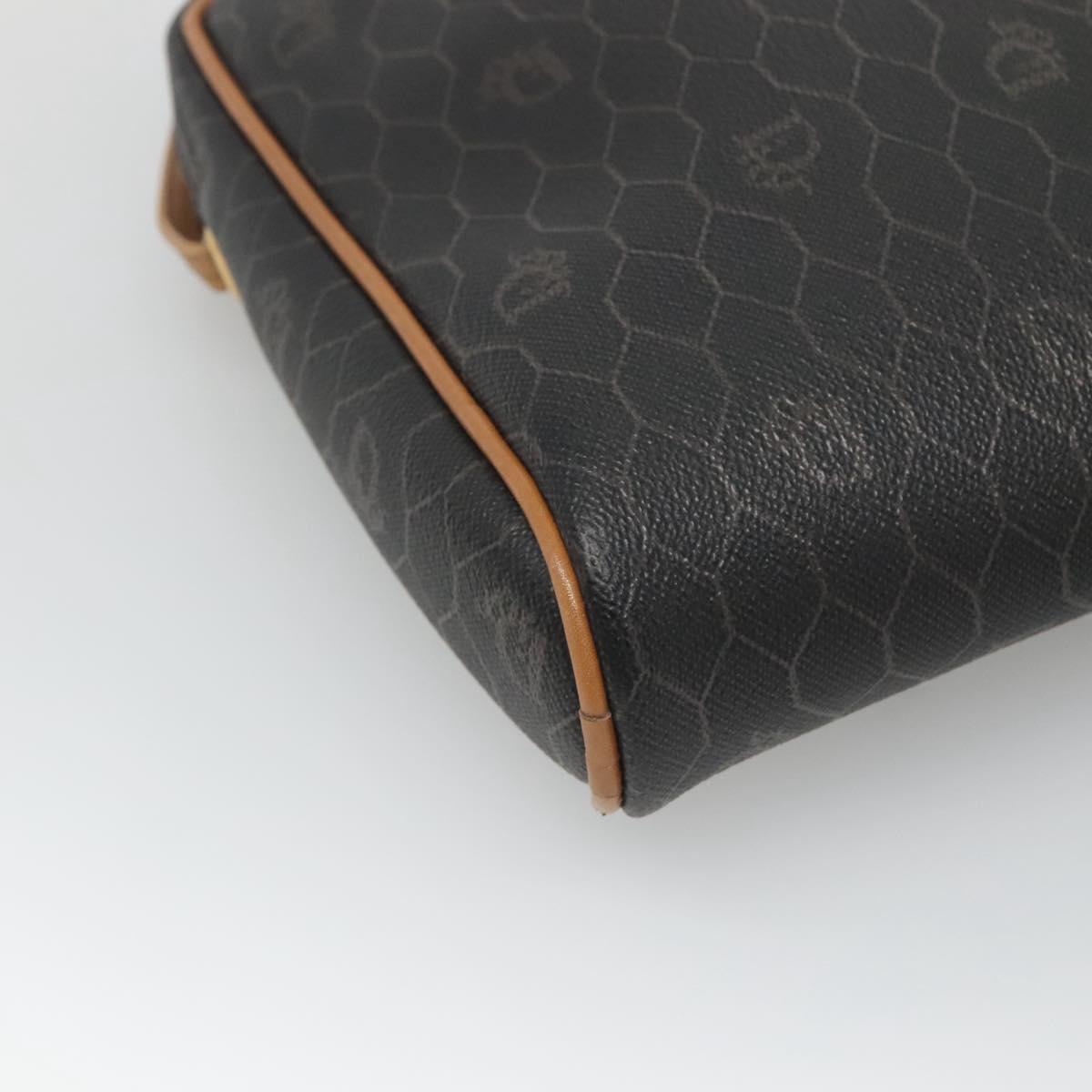 Christian Dior Honeycomb Canvas Shoulder Bag Black Gold Auth sw229