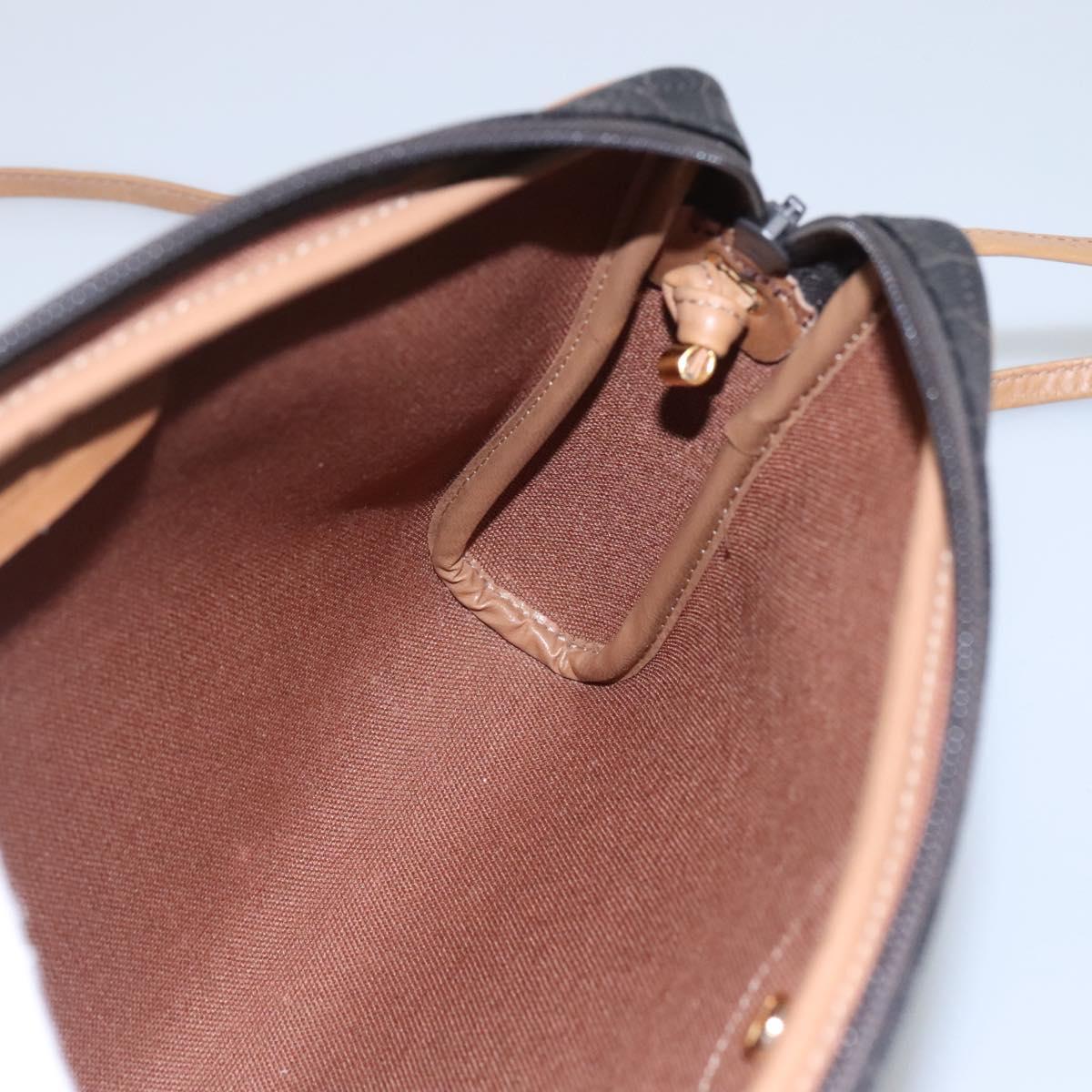 Christian Dior Honeycomb Canvas Shoulder Bag Black Gold Auth sw229