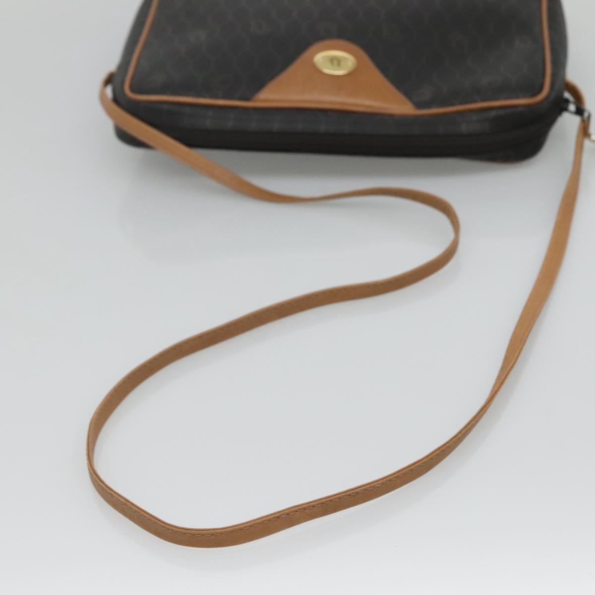 Christian Dior Honeycomb Canvas Shoulder Bag Black Gold Auth sw229