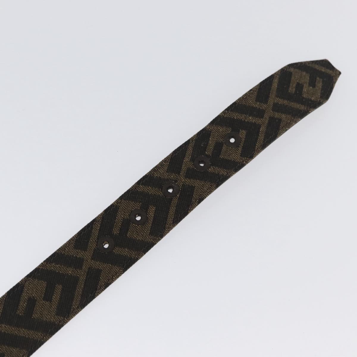 FENDI Zucca Canvas Belt 41.3"" Black Brown 7C0497 Auth SW2291A