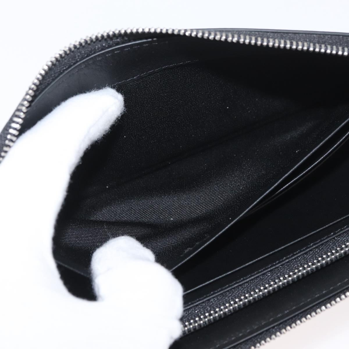 MCM Long Wallet Leather Black Silver MYLDATA04 Auth SW2293V