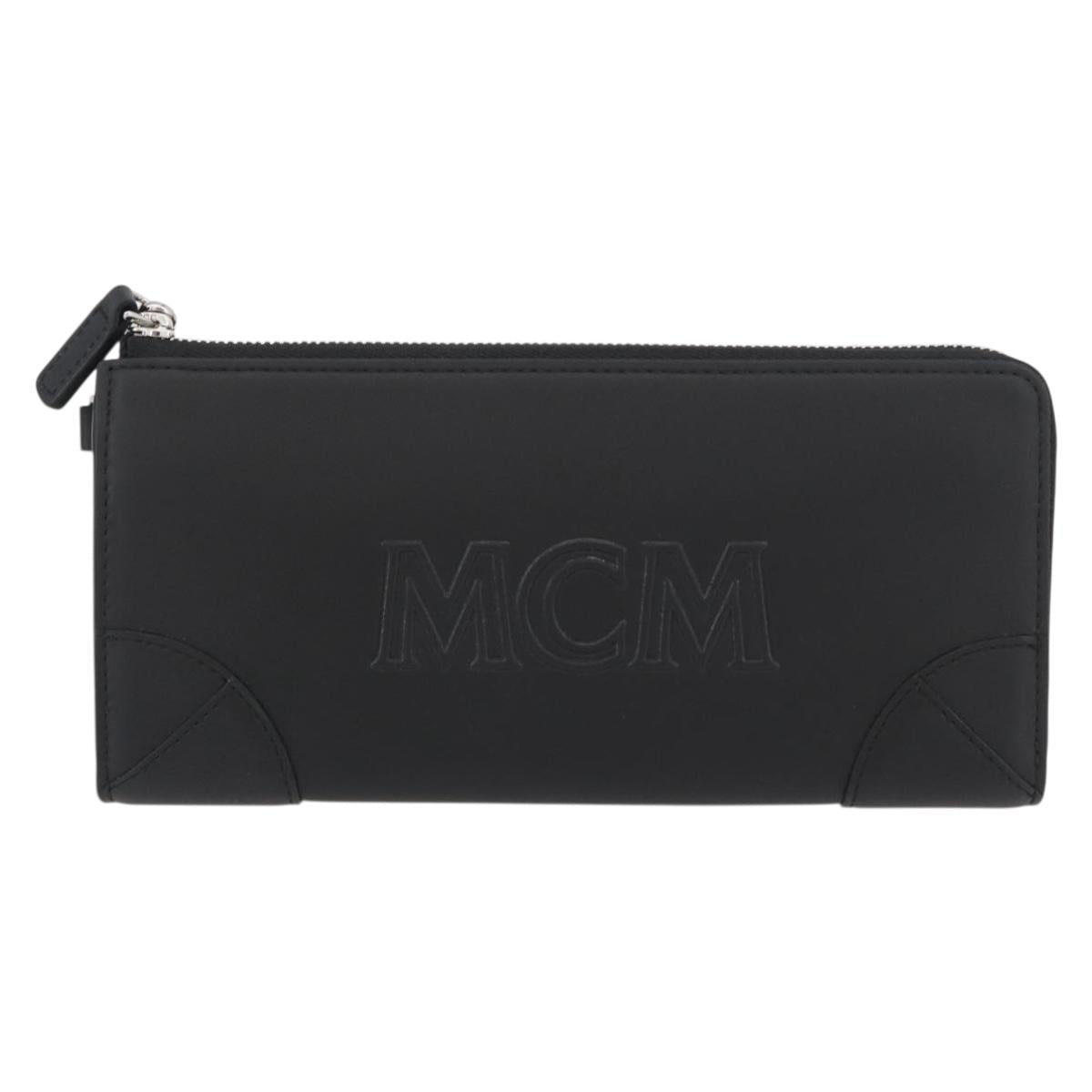 MCM Long Wallet Leather Black Silver MYLDATA04 Auth SW2293V