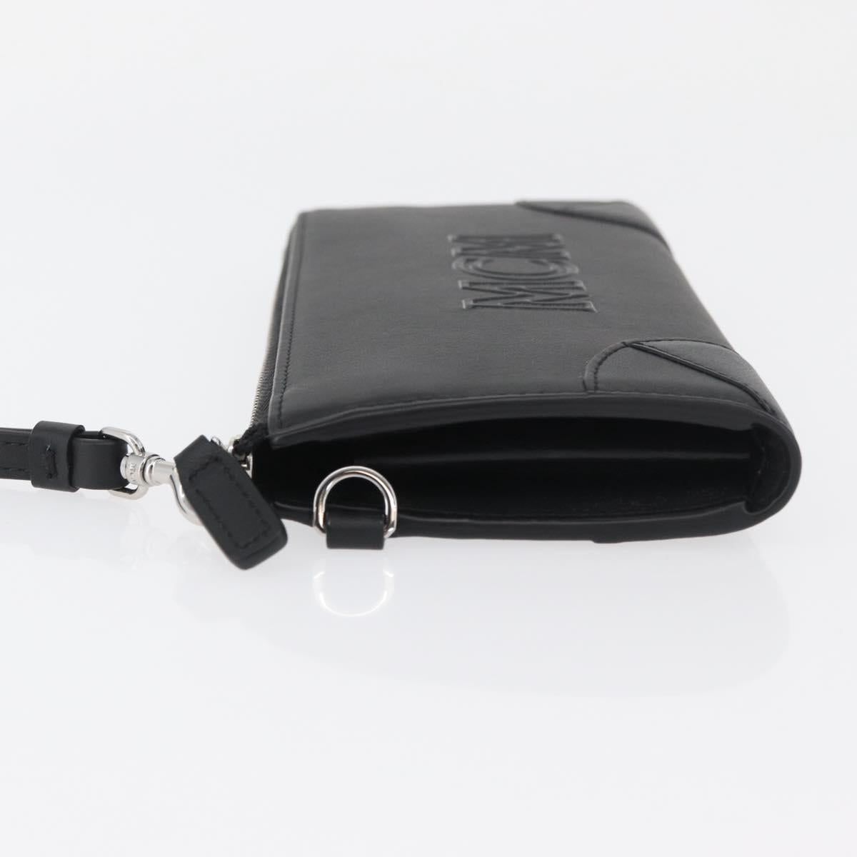MCM Long Wallet Leather Black Silver MYLDATA04 Auth SW2293V