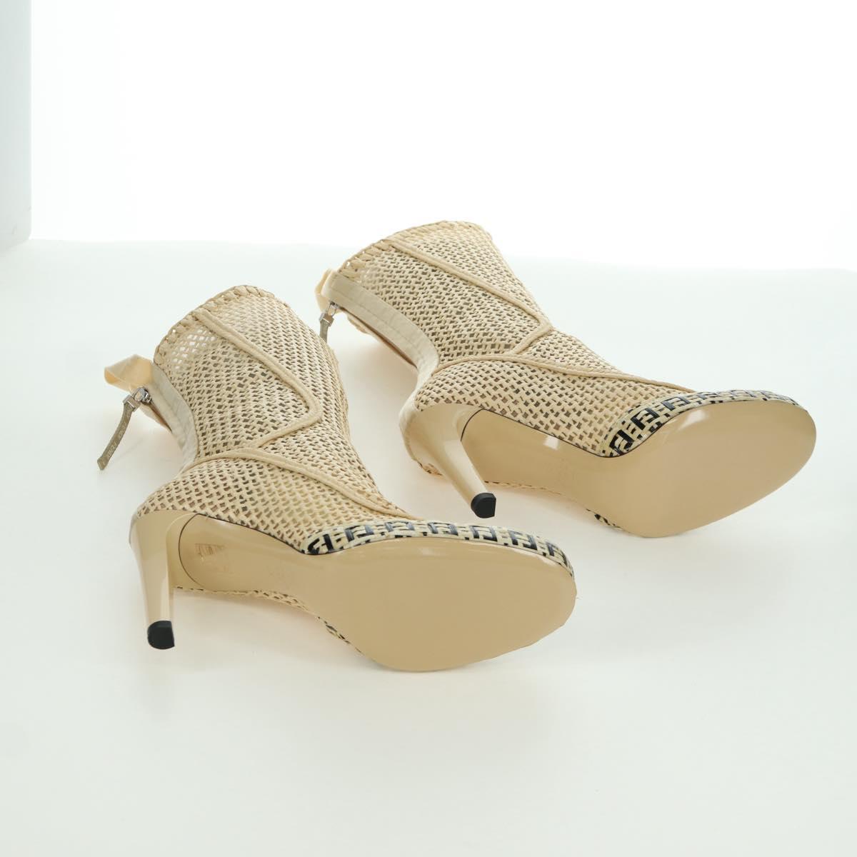 FENDI High Boots Raffia Beige 8T8083 Auth SW2296SM