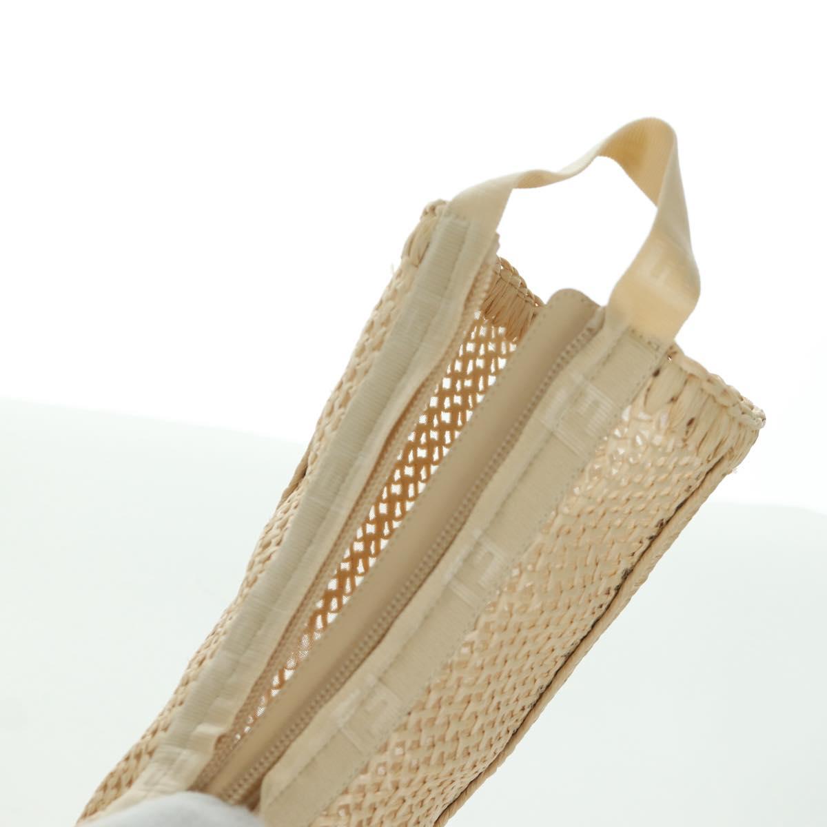 FENDI High Boots Raffia Beige 8T8083 Auth SW2296SM