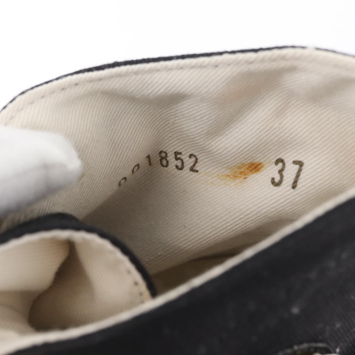 CHANEL High Cut Sneakers Canvas Black White A01852 CC Auth SW2298A