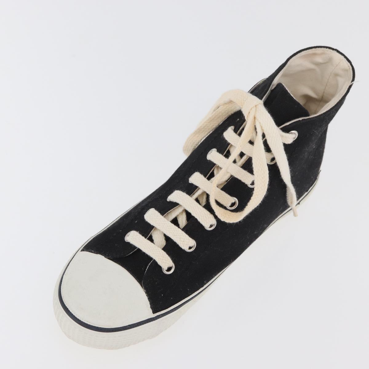 CHANEL High Cut Sneakers Canvas Black White A01852 CC Auth SW2298A