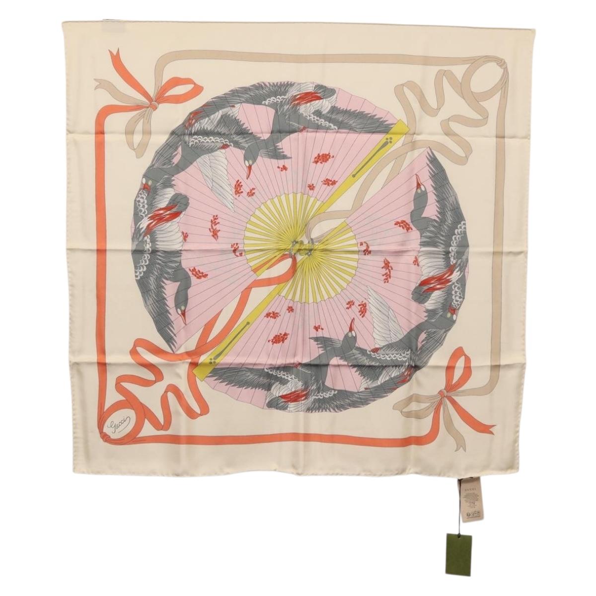 GUCCI Scarf Silk Ivory 712854 Auth SW2299M