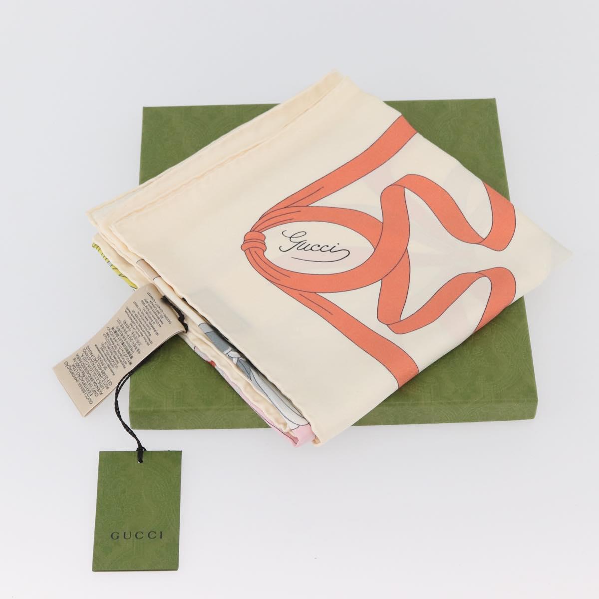 GUCCI Scarf Silk Ivory 712854 Auth SW2299M