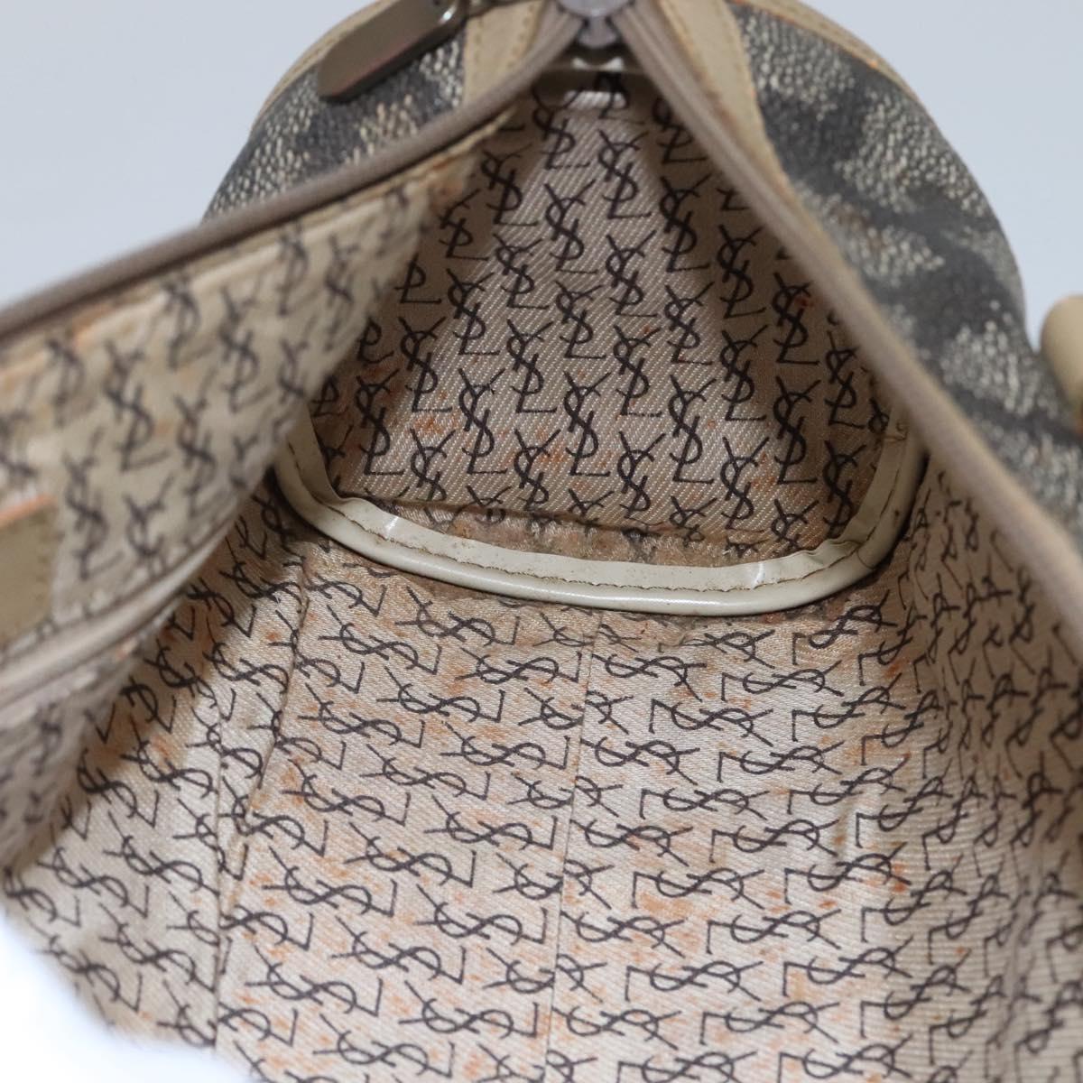 SAINT LAURENT Hand Bag Embossed Leather Gray Auth sw230