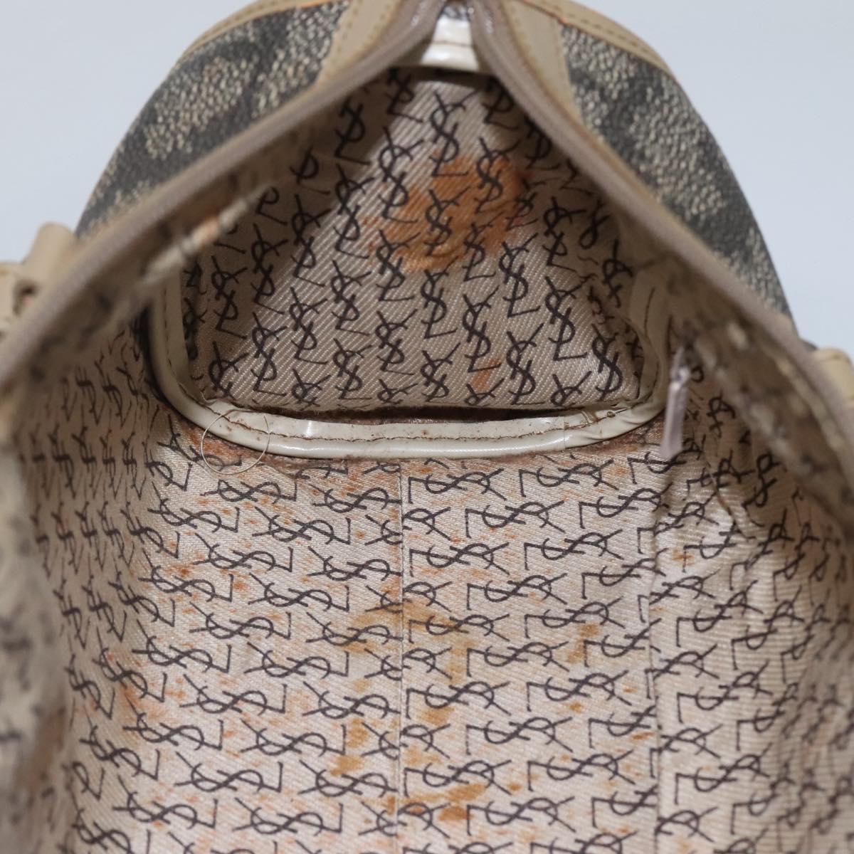 SAINT LAURENT Hand Bag Embossed Leather Gray Auth sw230