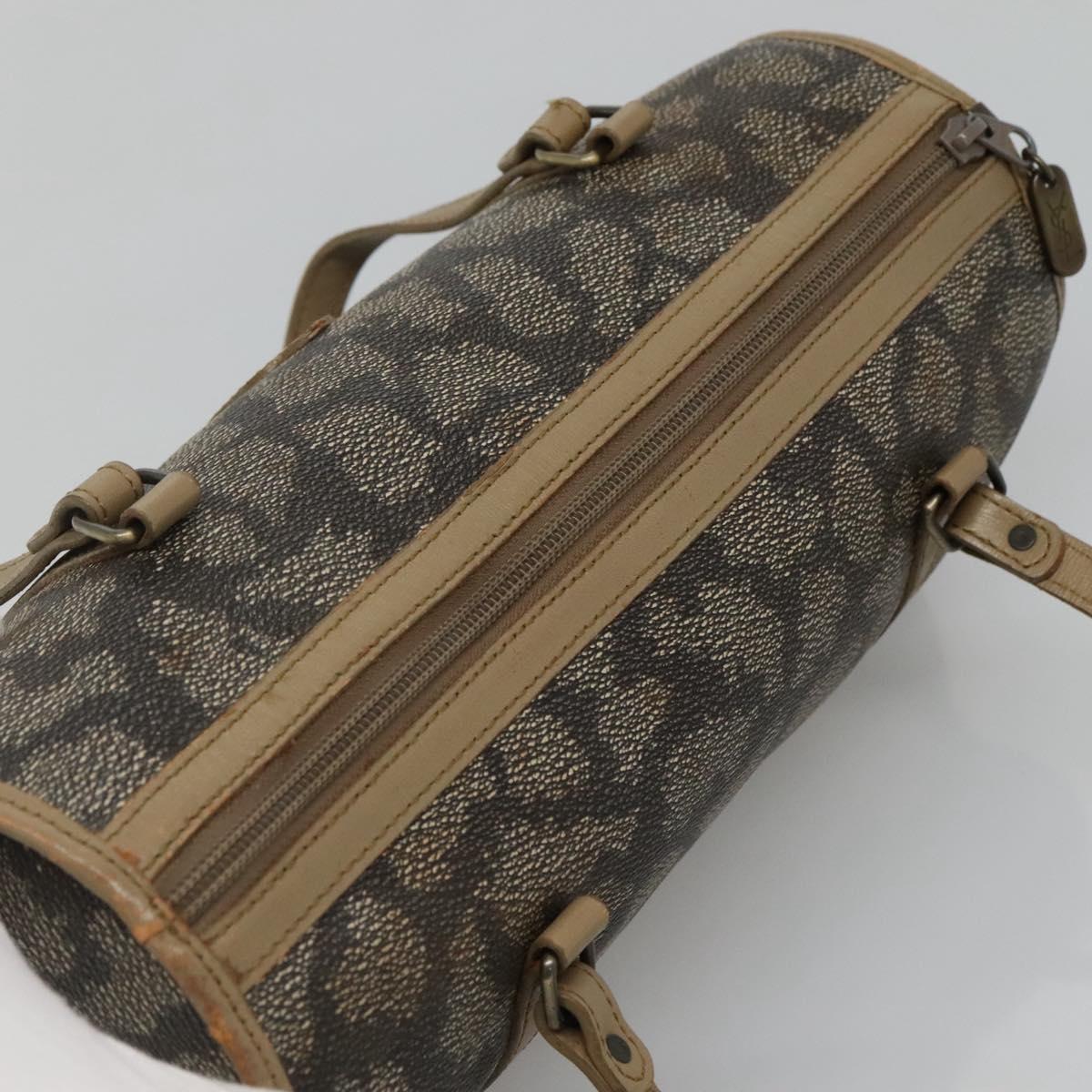 SAINT LAURENT Hand Bag Embossed Leather Gray Auth sw230