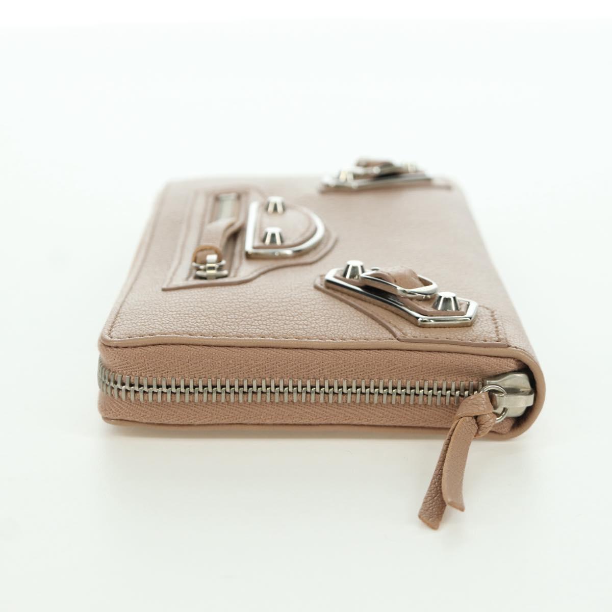 BALENCIAGA Continental Long Wallet Leather Pink Silver 390187 Auth SW2300M