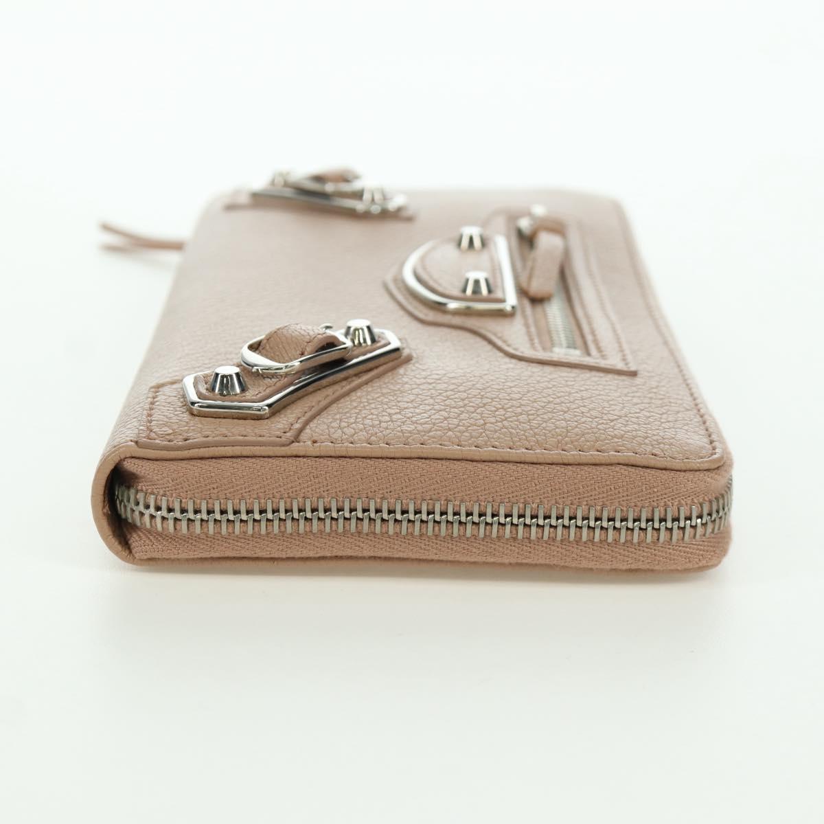BALENCIAGA Continental Long Wallet Leather Pink Silver 390187 Auth SW2300M