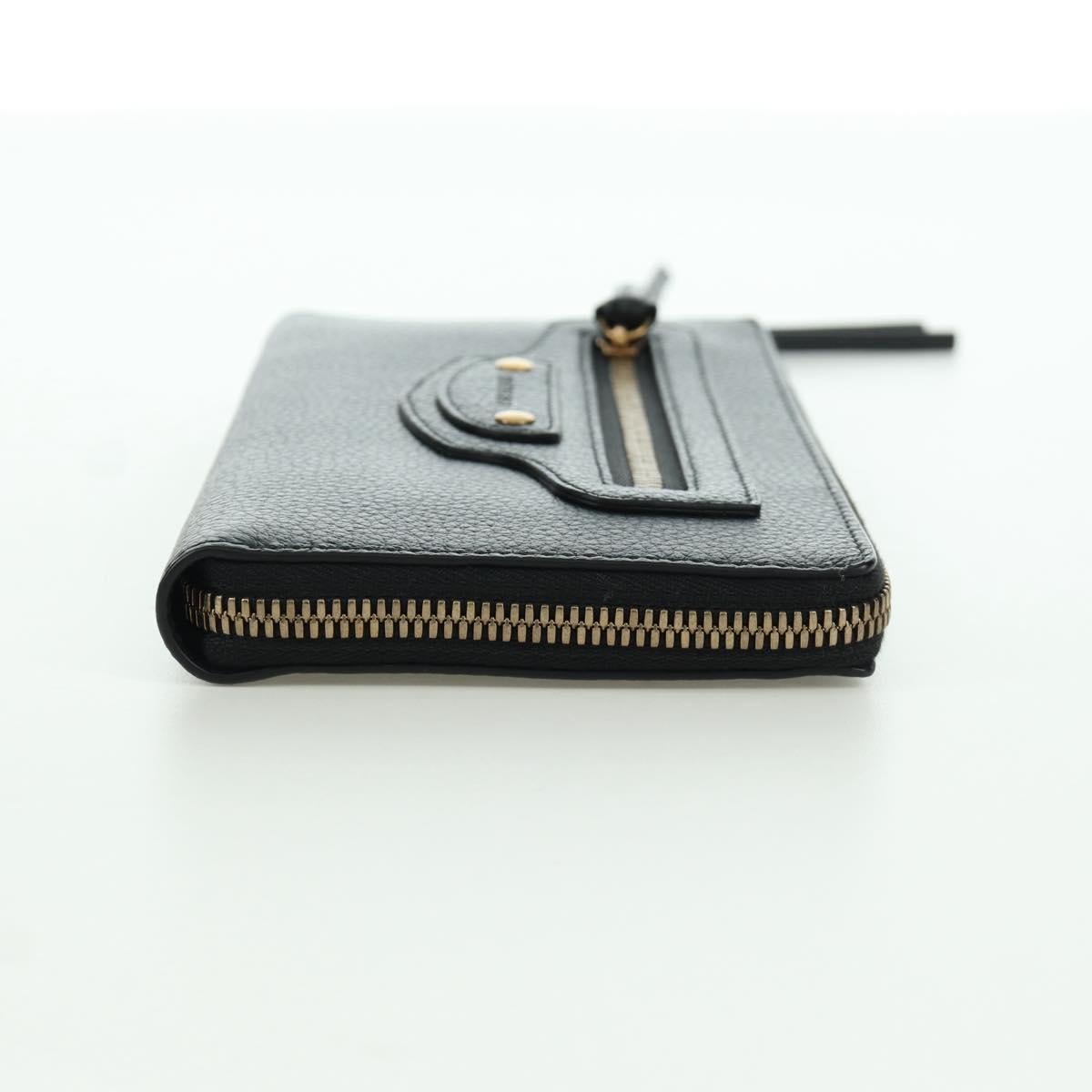BALENCIAGA Neo Classic Continental Wallet Leather Black Gold 640115 Auth SW2301M