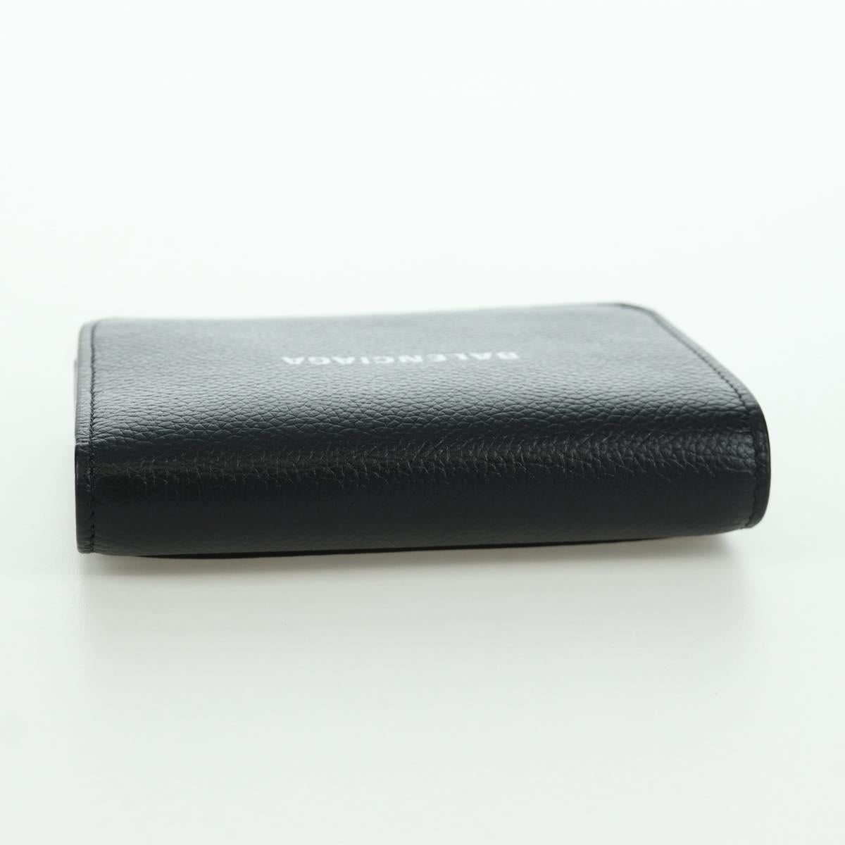 BALENCIAGA Trifold Wallet Leather Black Gold 655743 Auth SW2304M