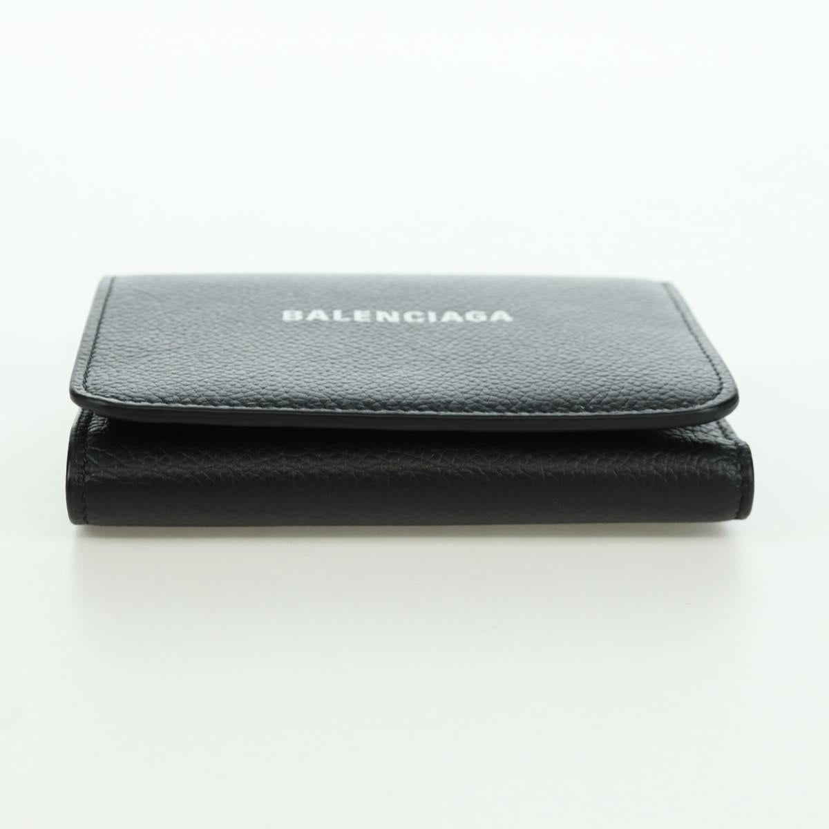 BALENCIAGA Trifold Wallet Leather Black Gold 655743 Auth SW2304M