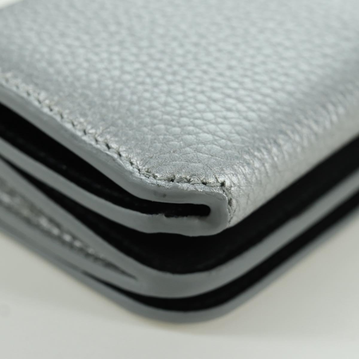 BALENCIAGA Trifold Wallet Leather Silver 593813 Auth SW2307M