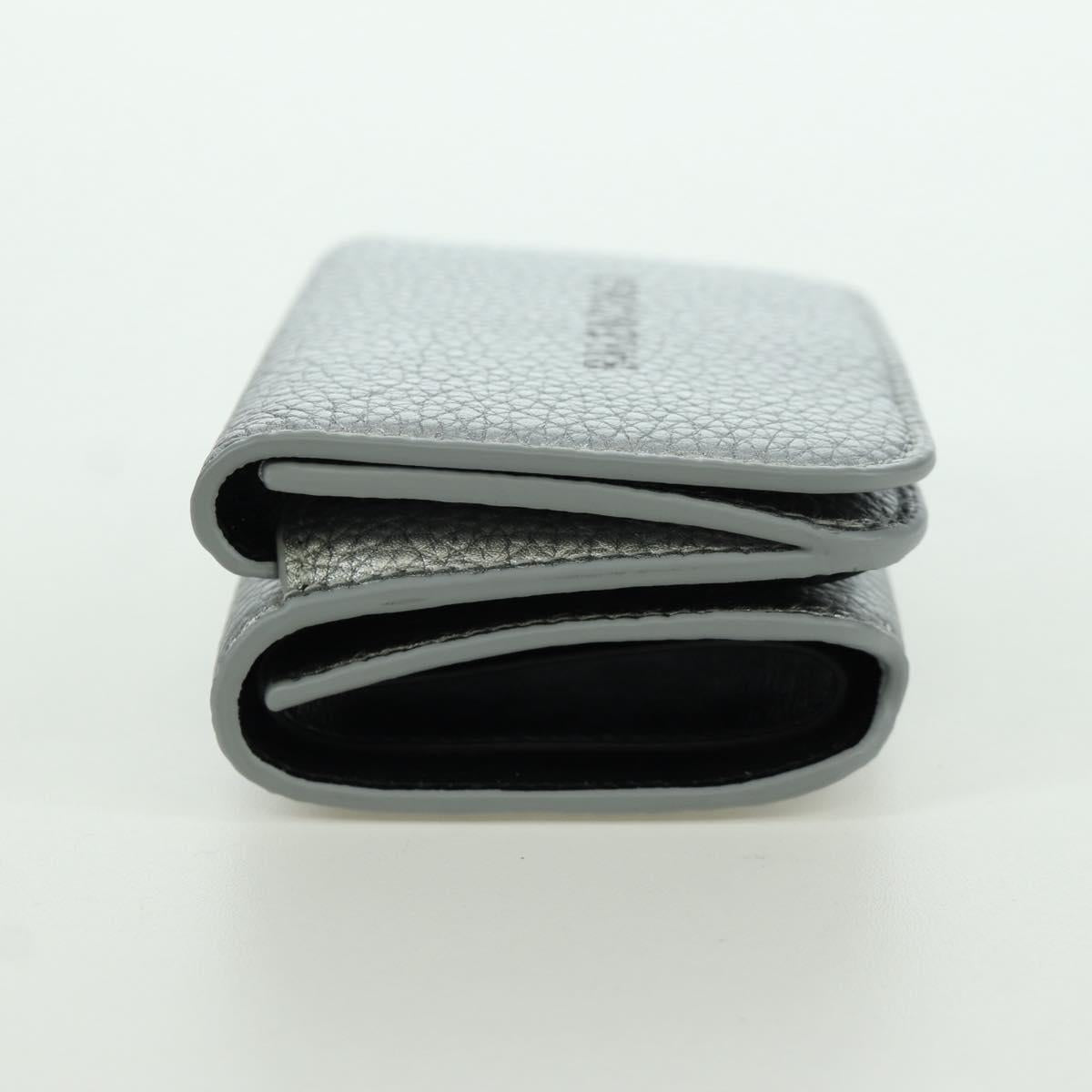 BALENCIAGA Trifold Wallet Leather Silver 593813 Auth SW2307M