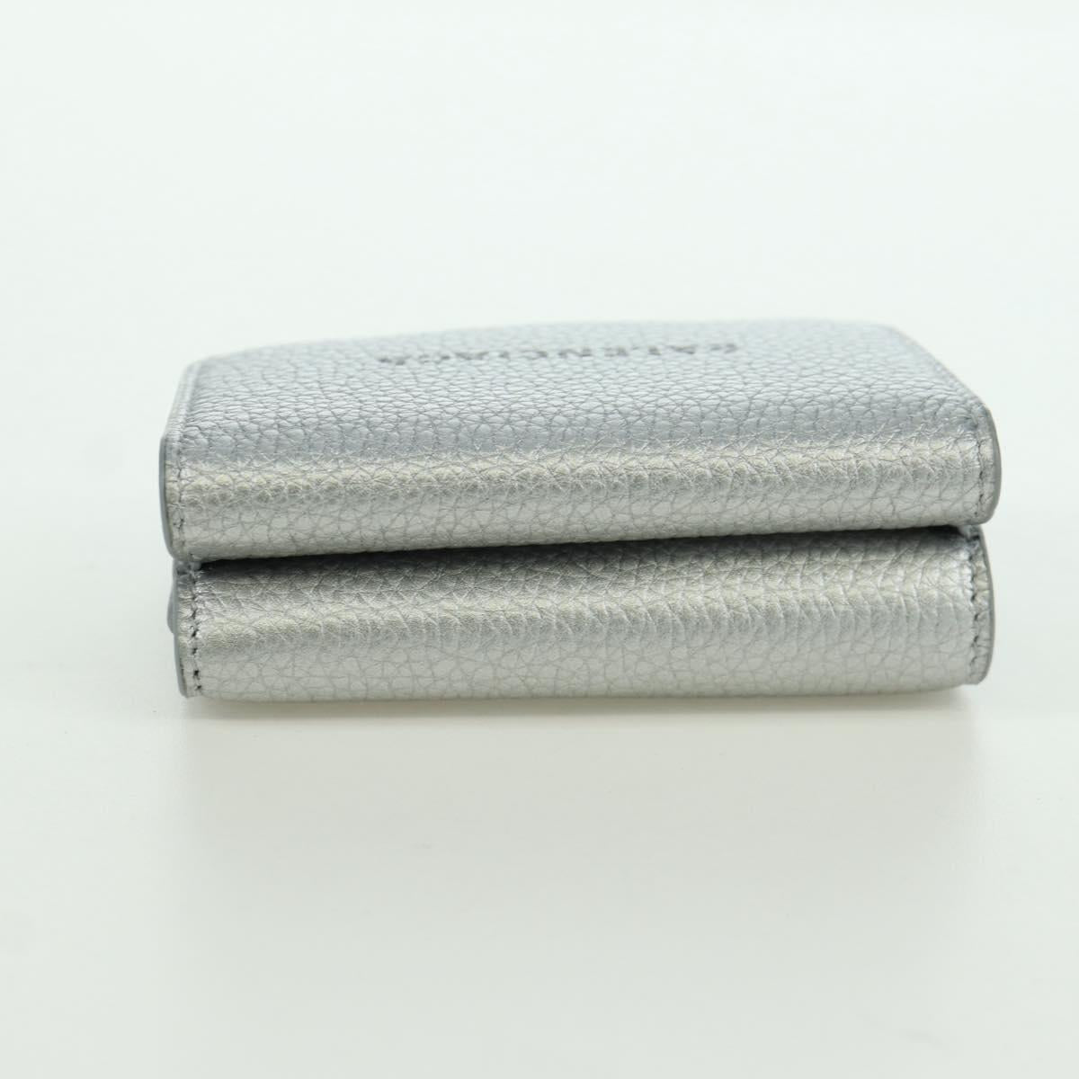 BALENCIAGA Trifold Wallet Leather Silver 593813 Auth SW2307M
