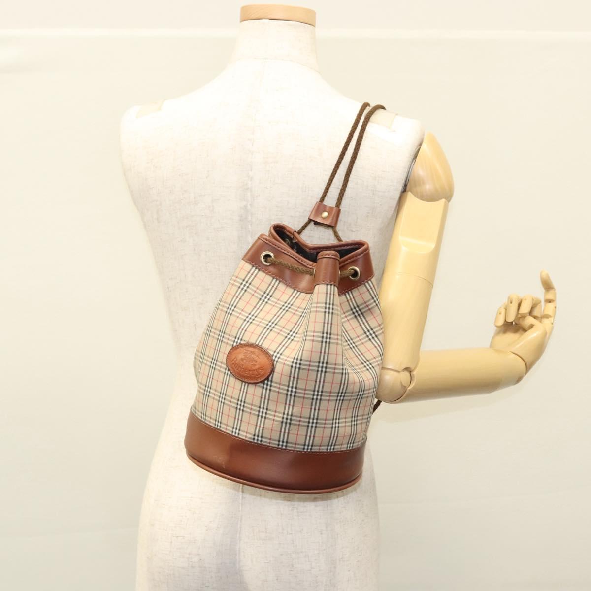 Burberrys Nova Check Shoulder Bag Canvas Beige Auth sw231