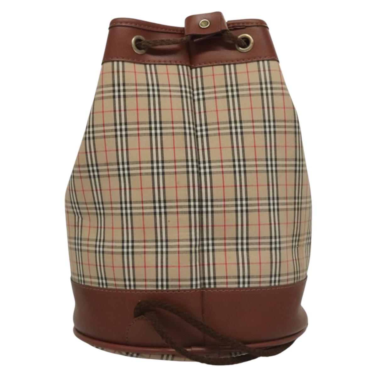 Burberrys Nova Check Shoulder Bag Canvas Beige Auth sw231