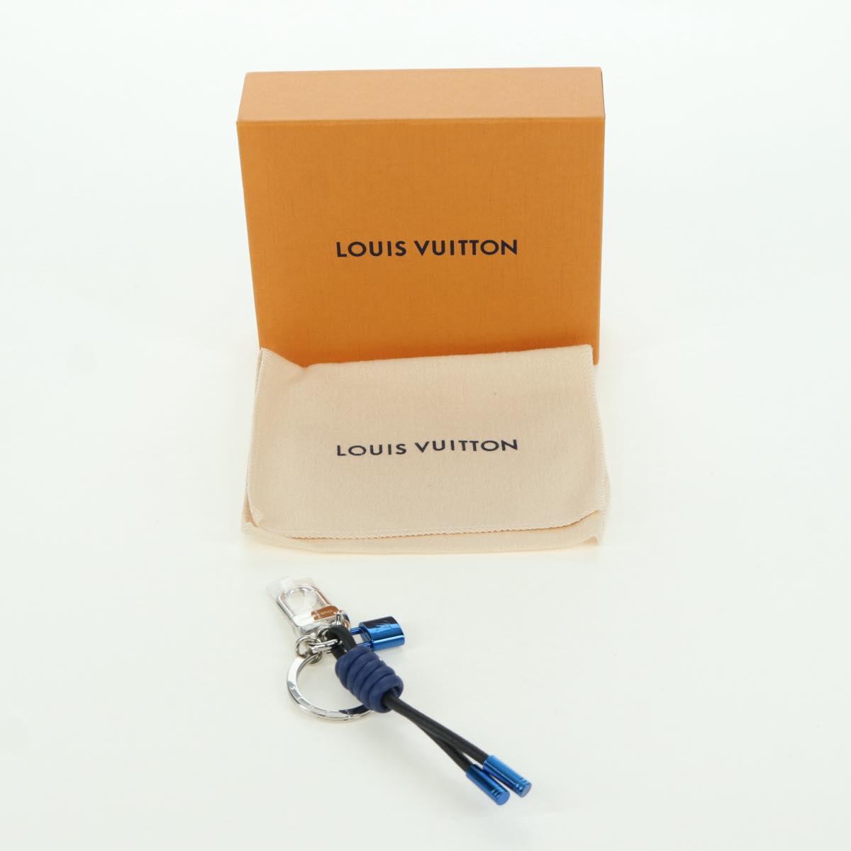 LOUIS VUITTON Porte Cles Knot Lock Charm Leather Blue M61713 LV Auth SW2312M
