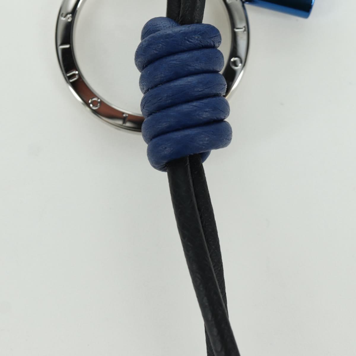 LOUIS VUITTON Porte Cles Knot Lock Charm Leather Blue M61713 LV Auth SW2312M
