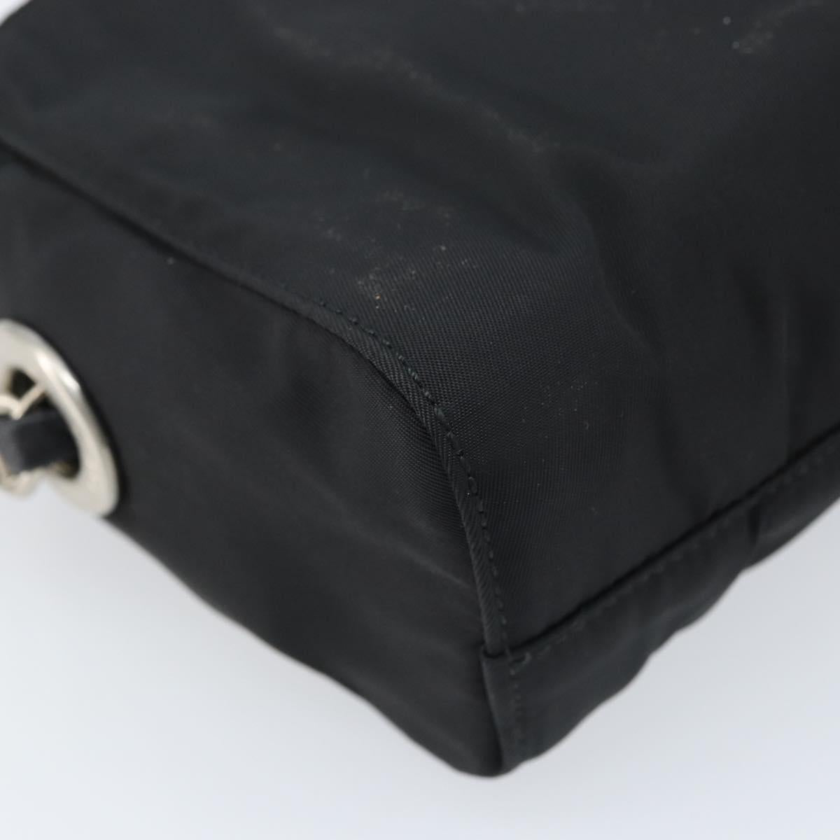 PRADA Chain Shoulder Bag Nylon Black Gold Auth SW2325A