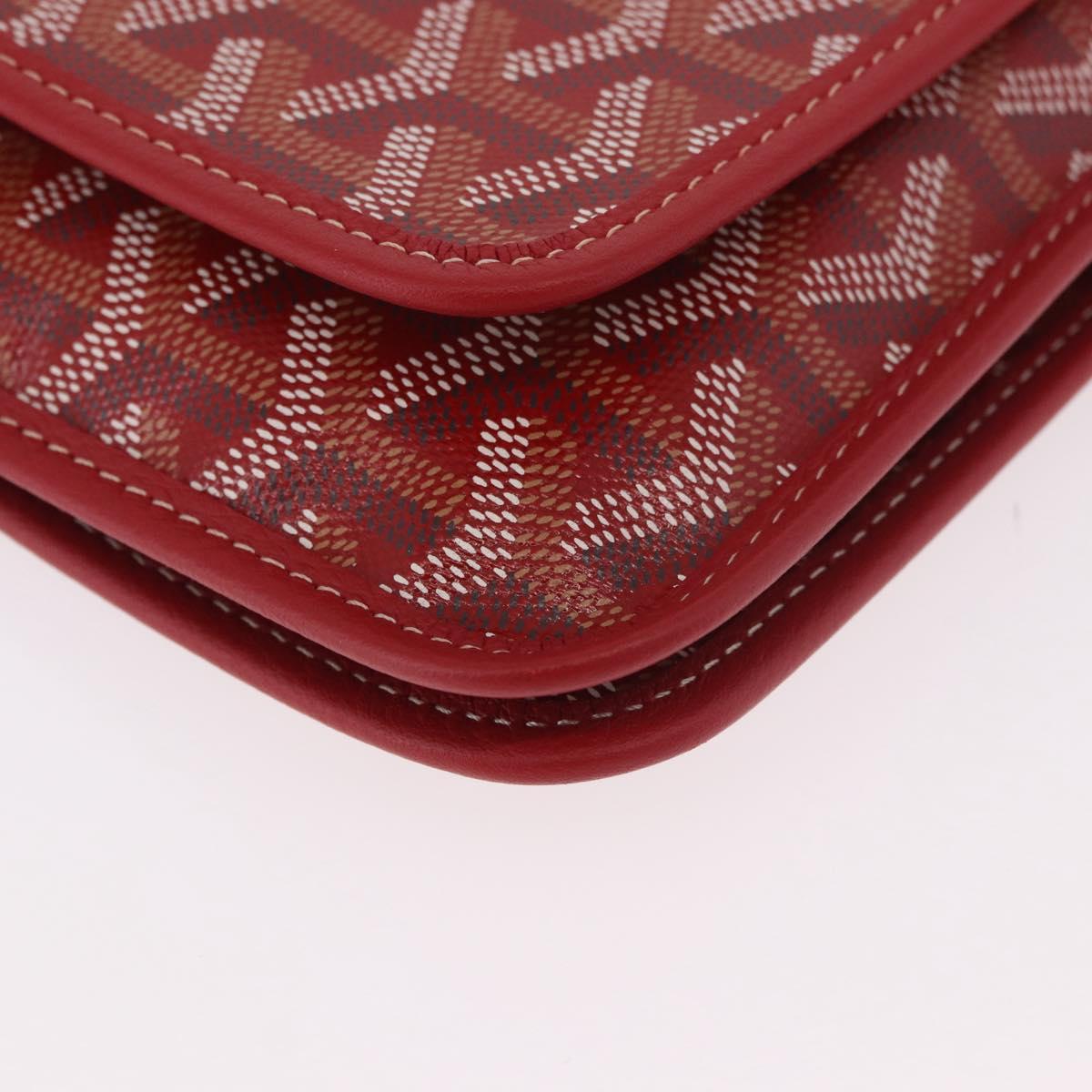 GOYARD Herringbone Shoulder Bag PVC Red Silver Auth SW2347SM
