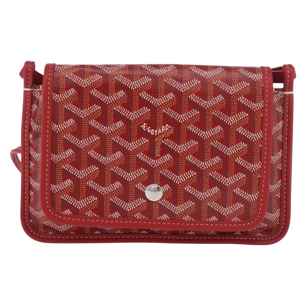 GOYARD Herringbone Shoulder Bag PVC Red Silver Auth SW2347SM