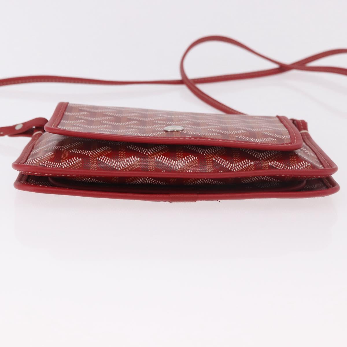 GOYARD Herringbone Shoulder Bag PVC Red Silver Auth SW2347SM