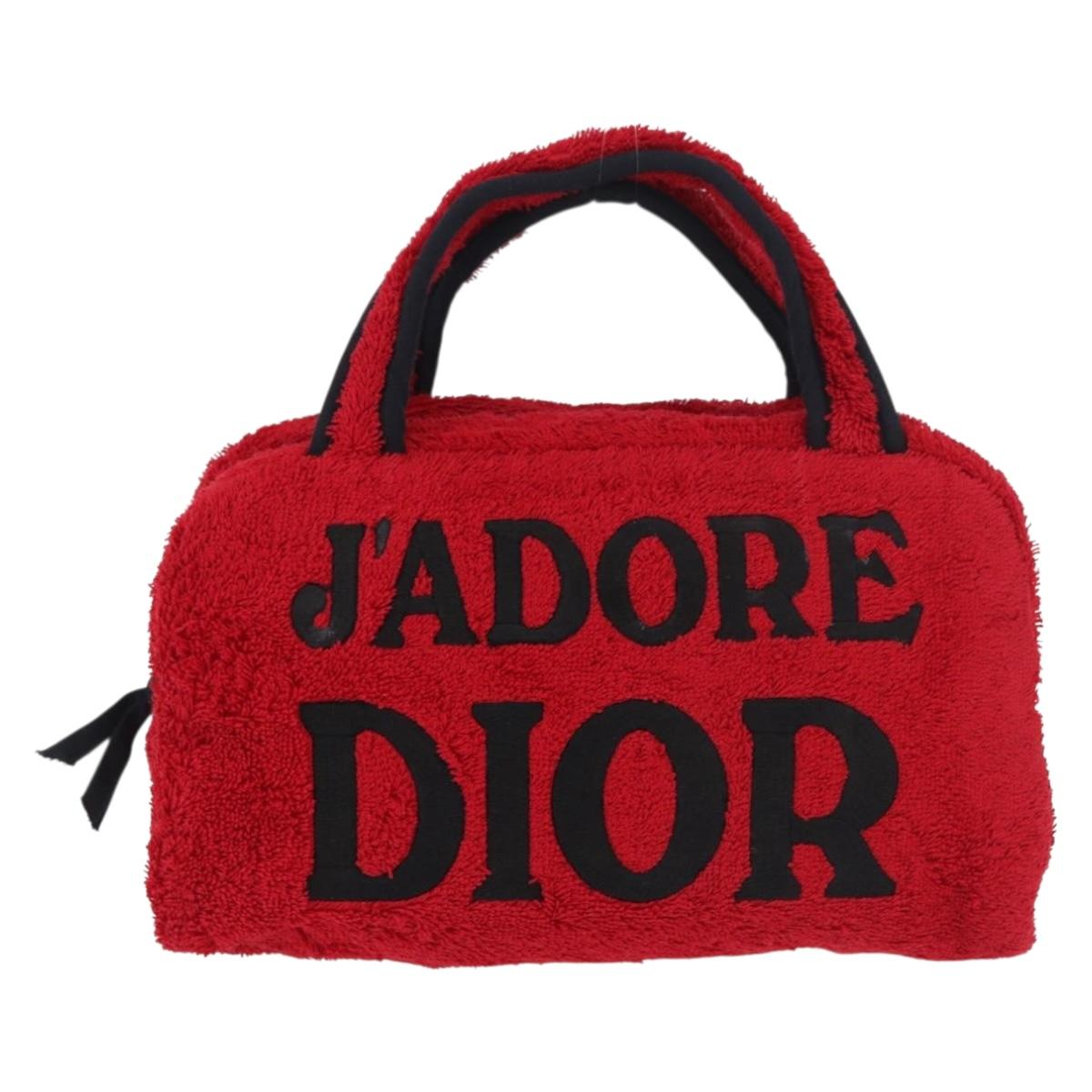 Christian Dior Hand Bag Pile Red Auth SW2351V
