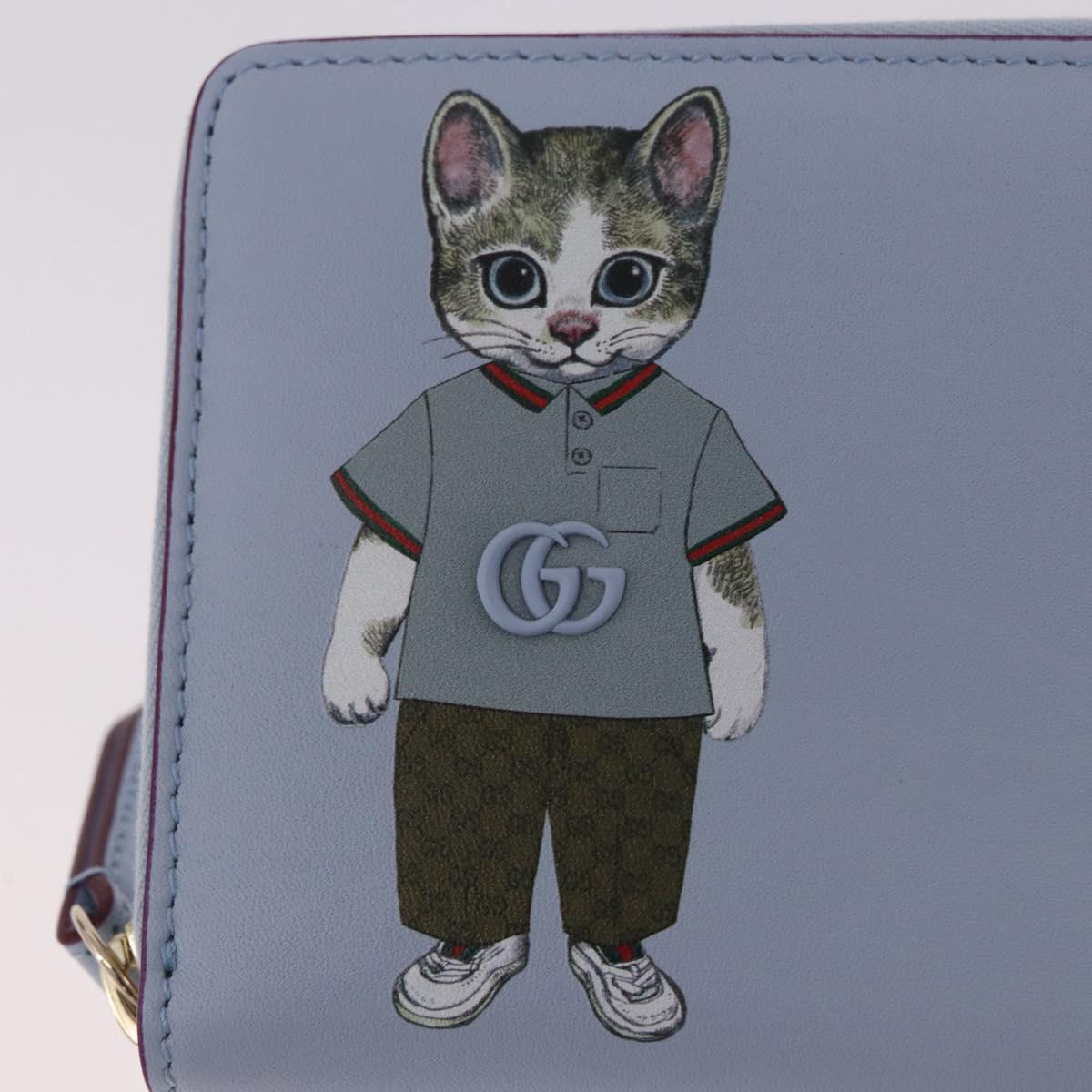 GUCCI Yuko Higuchi Zip Around Wallet Japan Leather Blue 847918 Auth SW2354SM