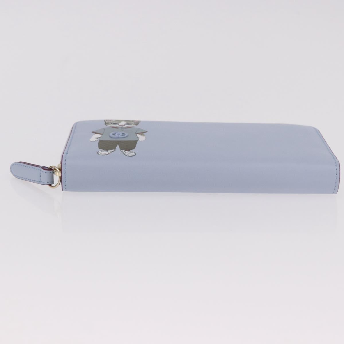 GUCCI Yuko Higuchi Zip Around Wallet Japan Leather Blue 847918 Auth SW2354SM