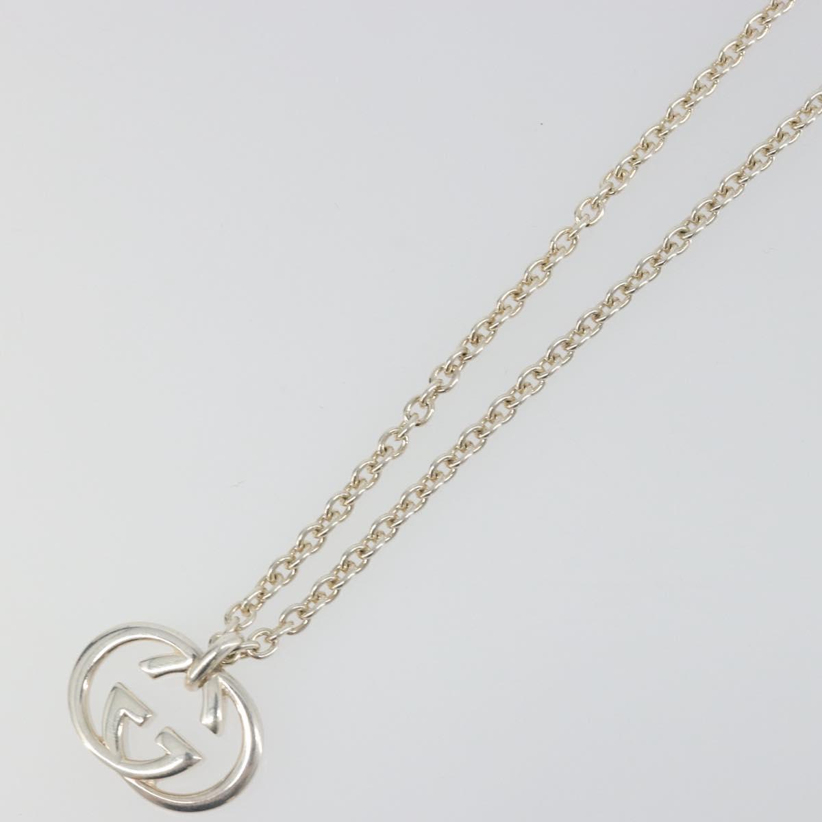 GUCCI Interlocking G Necklace Ag925 Silver Auth SW2356V
