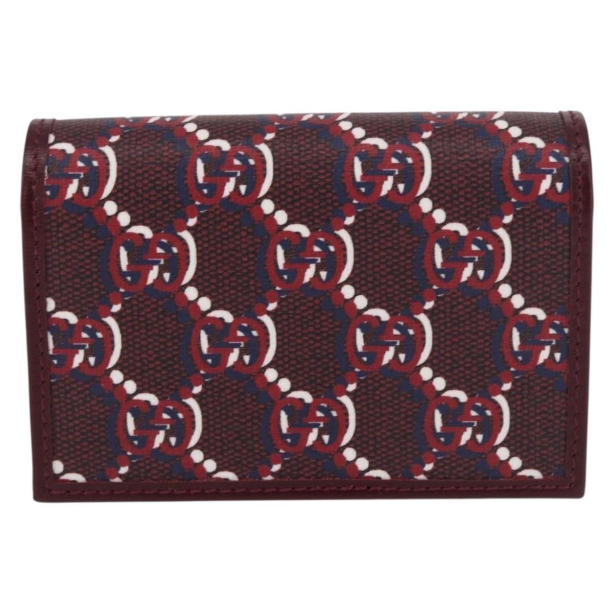 GUCCI GG Shadow Card Case PVC Bordeaux 795044 Auth SW2358M