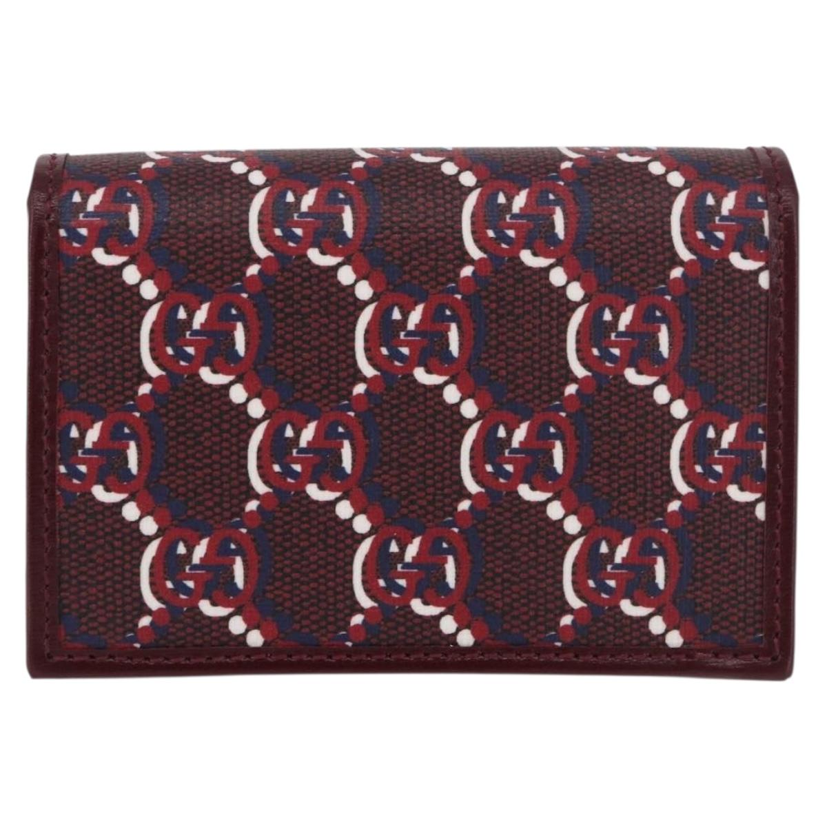 GUCCI GG Shadow Card Case PVC Bordeaux 795044 Auth SW2358M