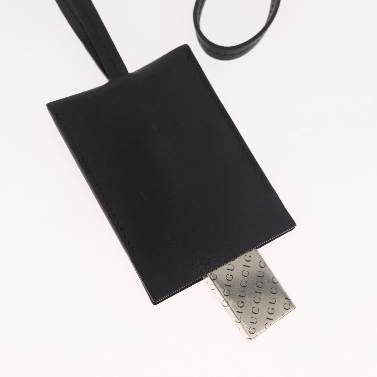 GUCCI Clochette Necklace Leather Black Auth SW2359V