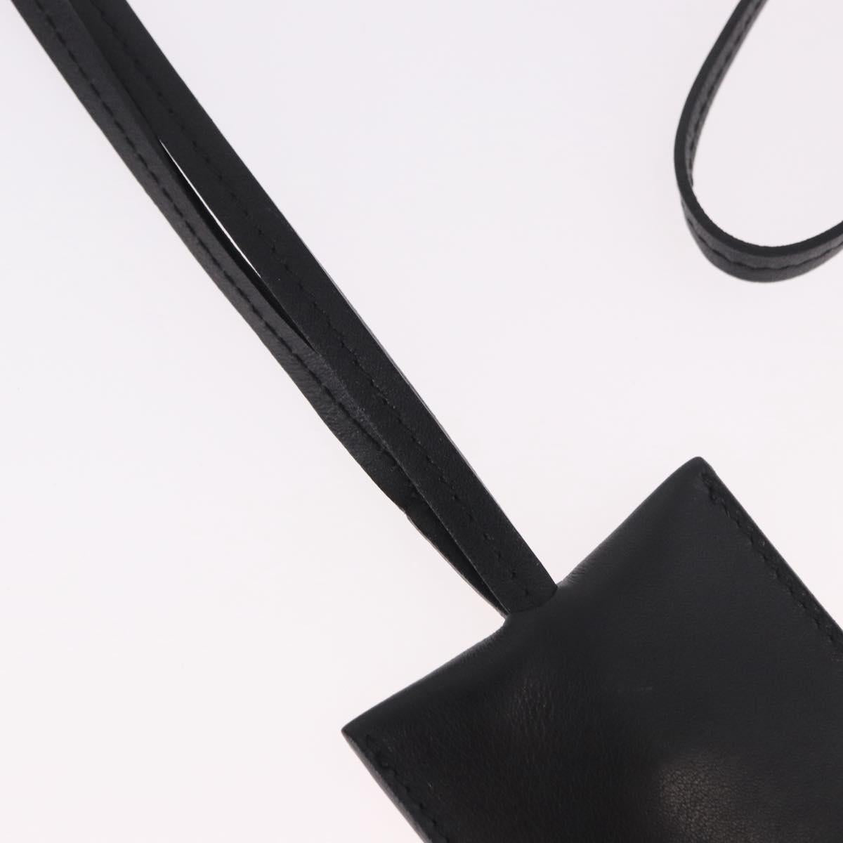 GUCCI Clochette Necklace Leather Black Auth SW2359V