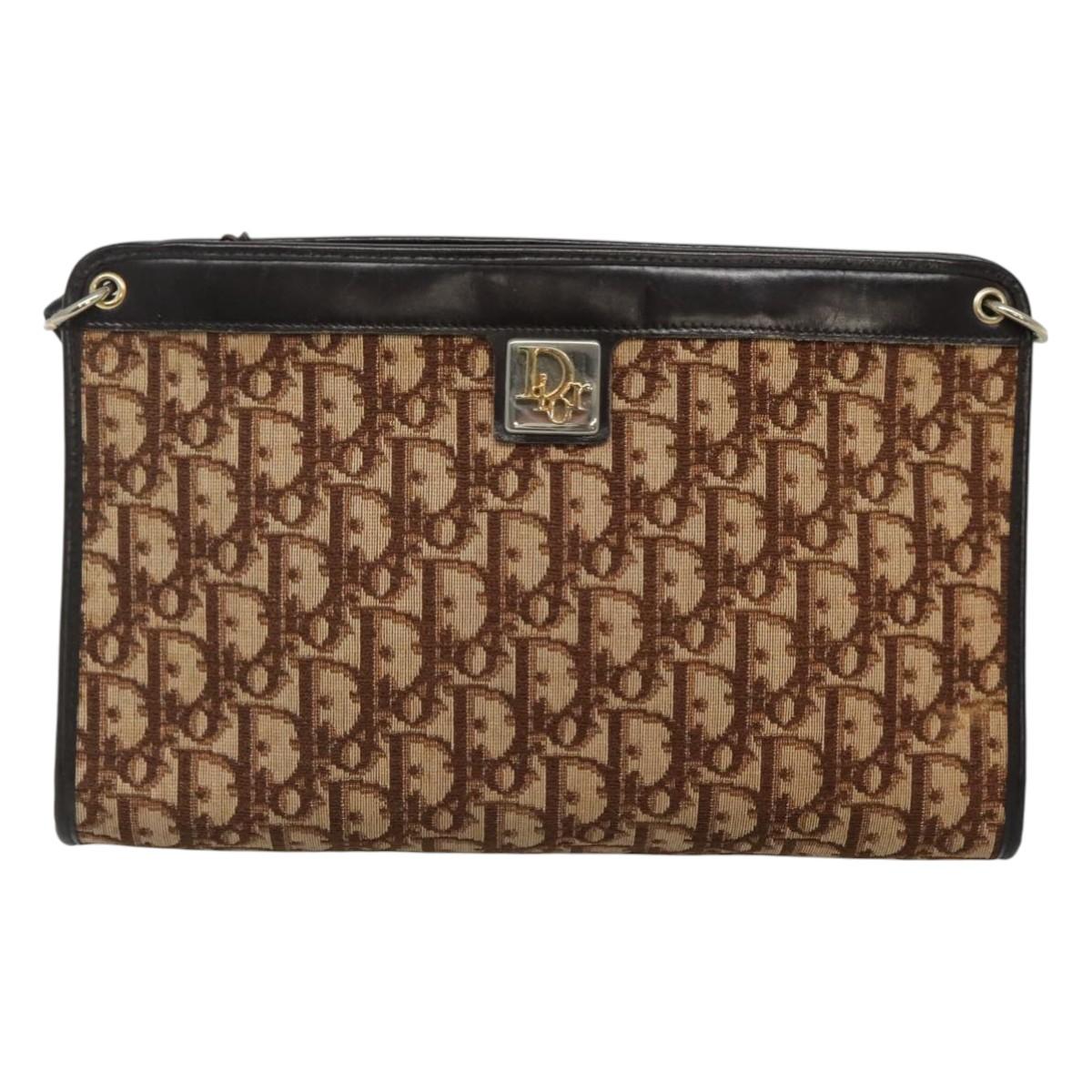 Christian Dior Trotter Canvas Shoulder Bag Brown Auth sw236